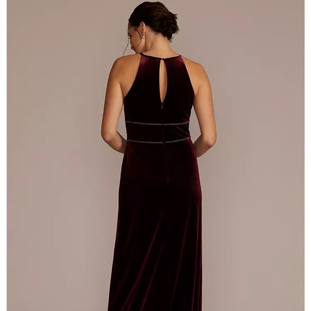 Oleg Cassini Burgundy Velvet Elegant Sheath Maxi Dress Size 14W (Altered) - Picture 3 of 14